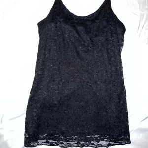 Black cami with lace overlay